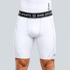 BWB Men's White Compression Shorts – Athletic Base Layer