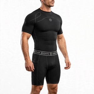 Men's Black Compression Shirt & Shorts Running Bundle