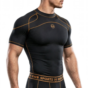 BWB Men's Orange Short Sleeve Baselayer Compression Shirt