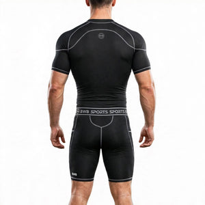 Men's Black & White Compression Shirt & Shorts Running Bundle