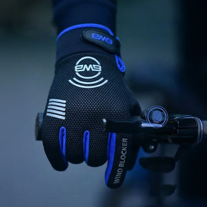 BWB Black / Blue Unisex Full Finger Gel Padded Winter Cycling Gloves