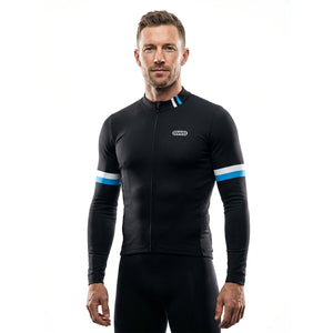BWB Men's Black Thermal Frost performance Long Sleeve Winter Cycling Jersey