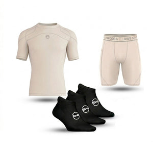 Men's Beige Compression Shirt & Shorts Running Bundle