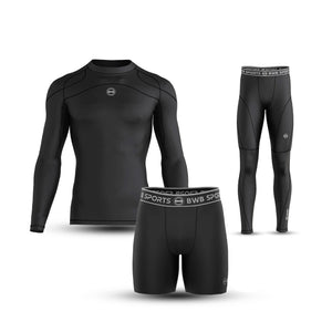 Men's Black Long Sleeve Compression Shirt & Tights Bundle