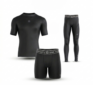 Men's Black Compression Shirt & Leggings Gym Bundle
