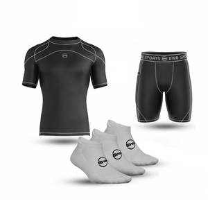 Men's Black & White Compression Shirt & Shorts Running Bundle