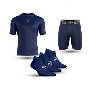 Men's Navy Blue Compression Shirt & Shorts Running Bundle