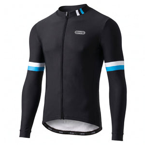 BWB Men's Black Thermal Frost performance Long Sleeve Winter Cycling Jersey