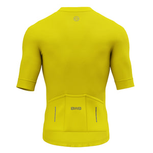 BWB Men's Pro Yellow Short Sleeve Summer Cycling Jersey