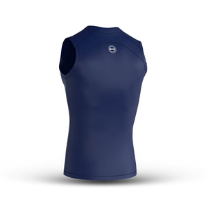 Navy Blue Men's Sleeveless Compression Shirt & Gym Shorts Set with Free No-Show Socks