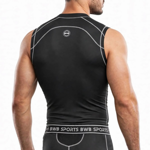BWB Men's Black & White Sleeveless Compression Shirt