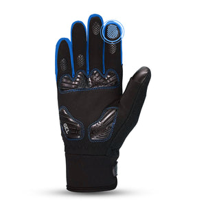 BWB Black / Blue Unisex Full Finger Gel Padded Winter Cycling Gloves