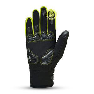 BWB Fluorescent Unisex Yellow Full Finger Gel Padded Winter Cycling Gloves