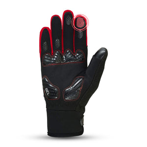 BWB Full Finger Black / Red Unisex Gel Padded Winter Cycling Gloves