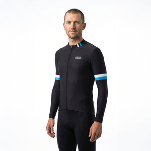 BWB Men's Black Thermal Frost performance Winter Cycling Jersey & cargo Bib Tights Set