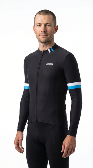 BWB Men's Black Thermal Long Sleeve Winter Cycling Jersey