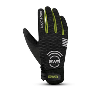BWB Fluorescent Unisex Yellow Full Finger Gel Padded Winter Cycling Gloves