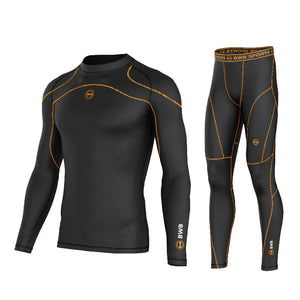 Men's Black & Orange Long Sleeve Compression Bundle