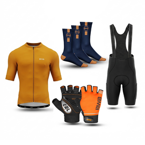 Amber Men's Short Sleeve Cycling Jersey & Bib Shorts Set with 3 Pairs Cycling Socks & Free Fingerless Gel Padded Gloves
