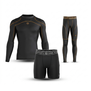 Men's Black & Orange Long Sleeve Compression Bundle