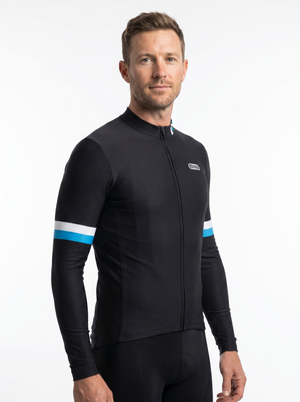 BWB Men's Black Thermal Long Sleeve Winter Cycling Jersey