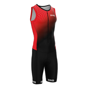 BWB Flash Red Men's Sleeveless Padded Triathlon Suit