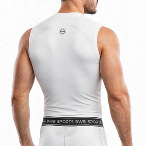 BWB Men's White Compression Top Sleeveless