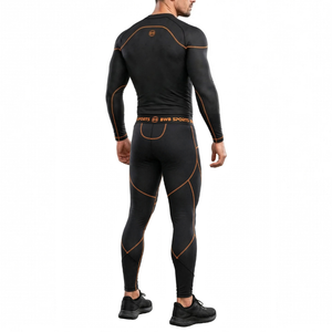 Men's Black & Orange Long Sleeve Compression Bundle