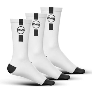 BWB 3 Pairs White Crew Cycling Socks
