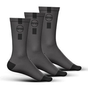 BWB 3 Pairs Grey Crew Cycling Socks