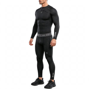 Men's Black Long Sleeve Compression Shirt & Tights Bundle
