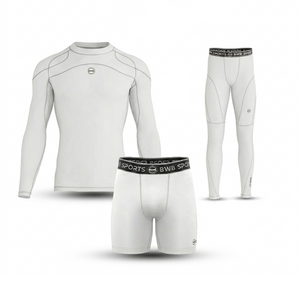 Men's White Long Sleeve Compression Shirt & Tights Bundle