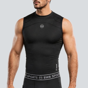 BWB Men's Black Compression Top Sleeveless