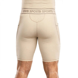 BWB Men's Beige Compression Shorts – Athletic Base Layer