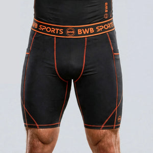 BWB Men's Orange Compression Shorts – Athletic Base Layer