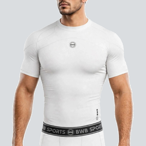 BWB Men's White Short Sleeve Compression Baselayer Shirt