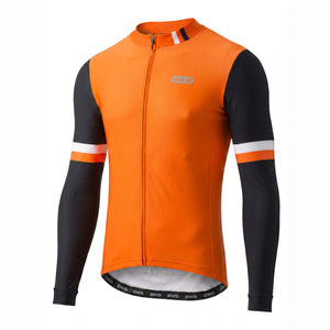 BWB Men's Orange Thermal Frost performance Winter Cycling Jersey & cargo Bib Tights Set