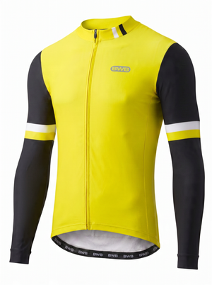 BWB Men's Yellow Thermal Frost performance Winter Cycling Jersey & cargo Bib Tights Set