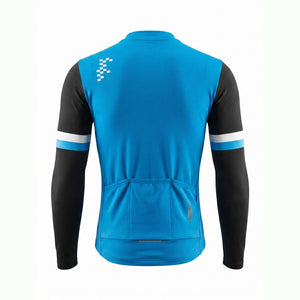 BWB Men's Blue Thermal Frost performance Long Sleeve Winter Cycling Jersey