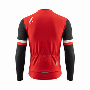 BWB Men's Red Thermal Frost performance Winter Cycling Jersey & cargo Bib Tights Set