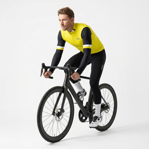 BWB Men's Yellow Thermal Frost performance Winter Cycling Jersey & cargo Bib Tights Set