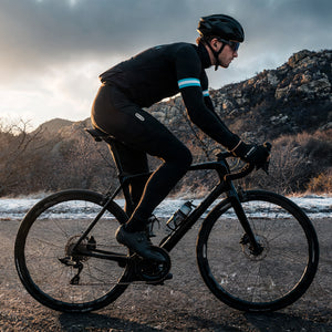 BWB Men's Black Thermal Frost performance Winter Cycling Jersey & cargo Bib Tights Set