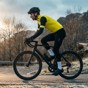BWB Men's Yellow Thermal Frost performance Long Sleeve Winter Cycling Jersey