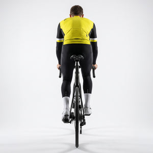 BWB Men's Yellow Thermal Frost performance Long Sleeve Winter Cycling Jersey