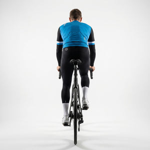 BWB Men's Blue Thermal Frost performance Winter Cycling Jersey & cargo Bib Tights Set