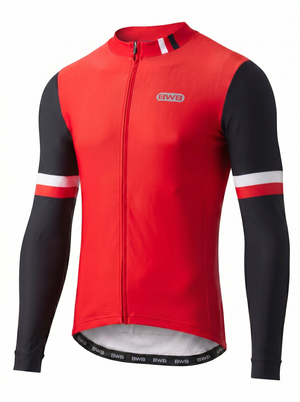 BWB Men's Red Thermal Frost performance Winter Cycling Jersey & cargo Bib Tights Set