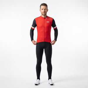 BWB Men's Red Thermal Frost performance Long Sleeve Winter Cycling Jersey
