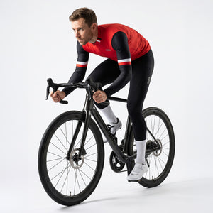 BWB Men's Red Thermal Frost performance Long Sleeve Winter Cycling Jersey