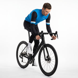 BWB Men's Blue Thermal Frost performance Long Sleeve Winter Cycling Jersey