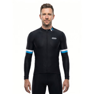 BWB Men's Black Thermal Frost performance Winter Cycling Jersey & cargo Bib Tights Set